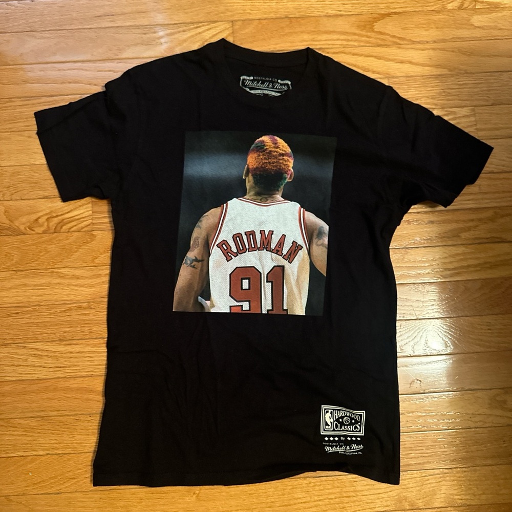 Mitchell & Ness Black Dennis Rodman Graphic Tee